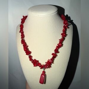 Red Coral Elegant Beaded Necklace